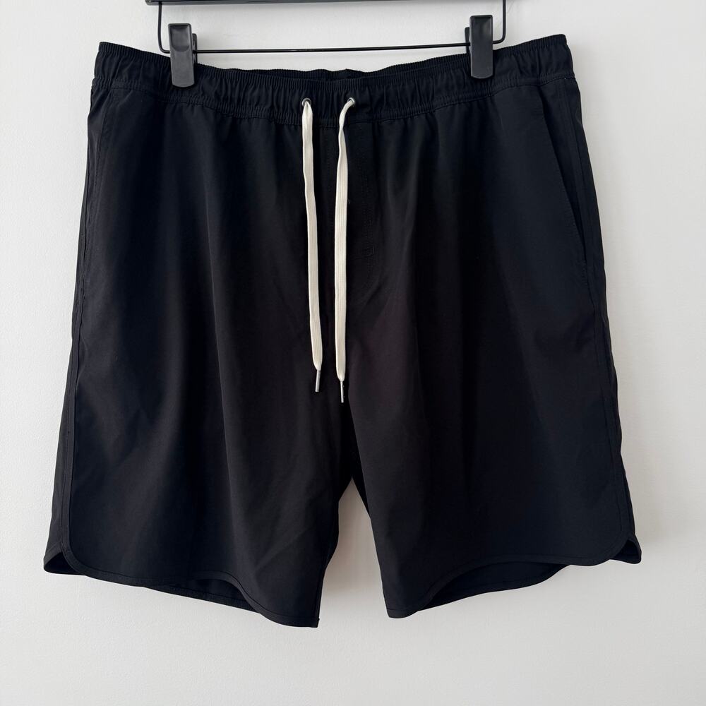 Fair Harbor The One Short 8 Inch Inseam Black Lined Hybrid Swim Trunks Mens L